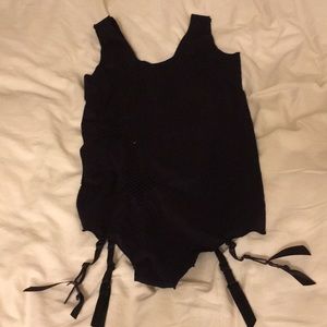 Black body suit with garter straps. Size small.